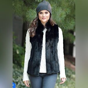 Chaus New York Black Faux Fur Vest